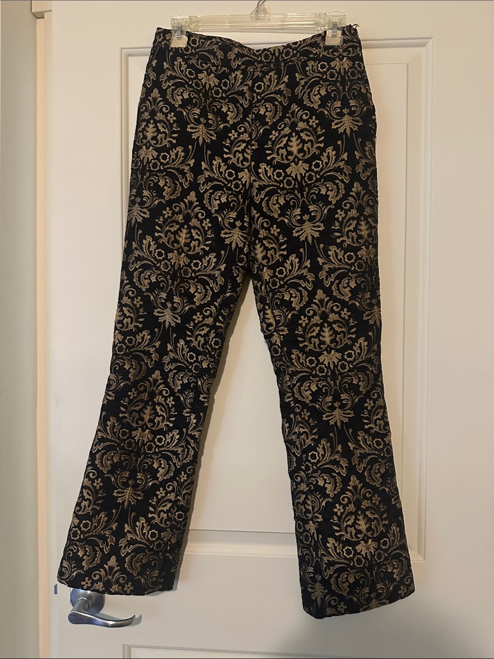 Urban Outfitters Black and Gold Baroque Pattern Trousers
